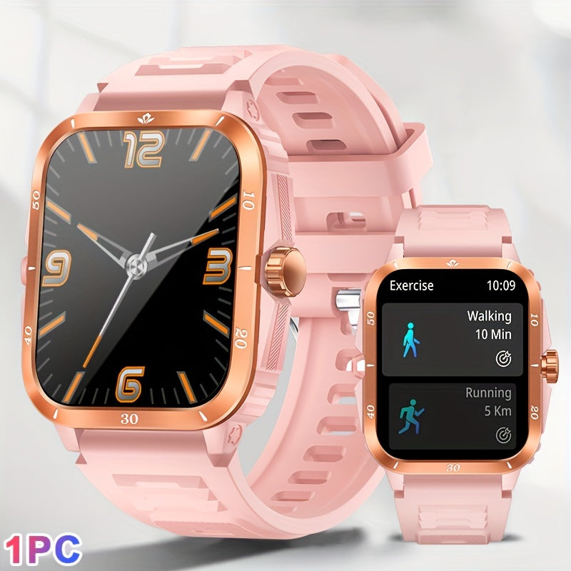 1pc 2.01" Large Screen Smart Watch, 3ATM Indoor And Outdoor Swimming Sports Fitness Wrist Watch, With Voice Assistant, 430mAh Battery Man Women Smart Watch