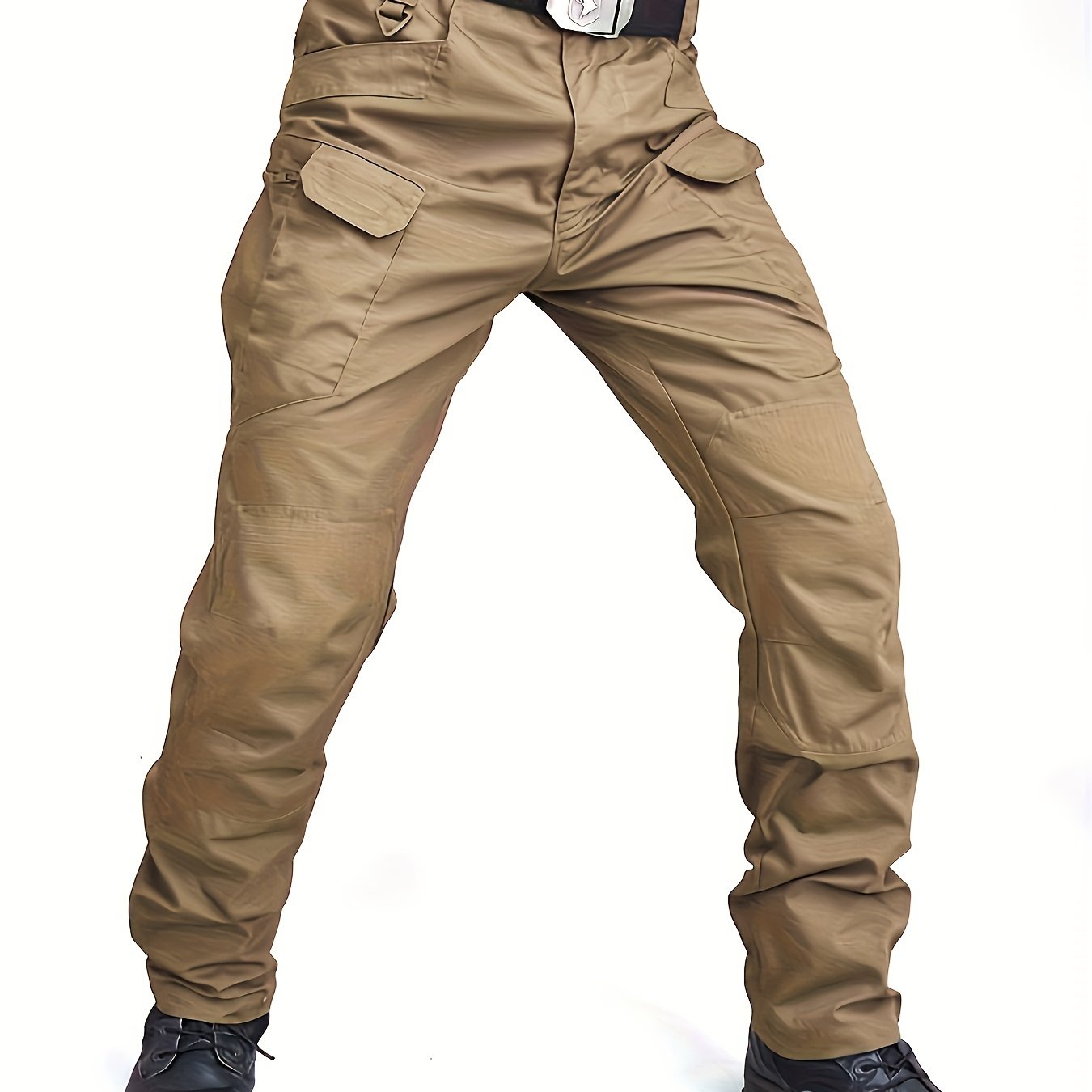 Mens Regular Fit Casual Cargo Pants - Quick-Dry, Breathable, and Comfortable for Hiking and Camping - Polyester, Machine Washable, Solid Color, and Multi-Pocket Design for All-Season Outdoor Activities