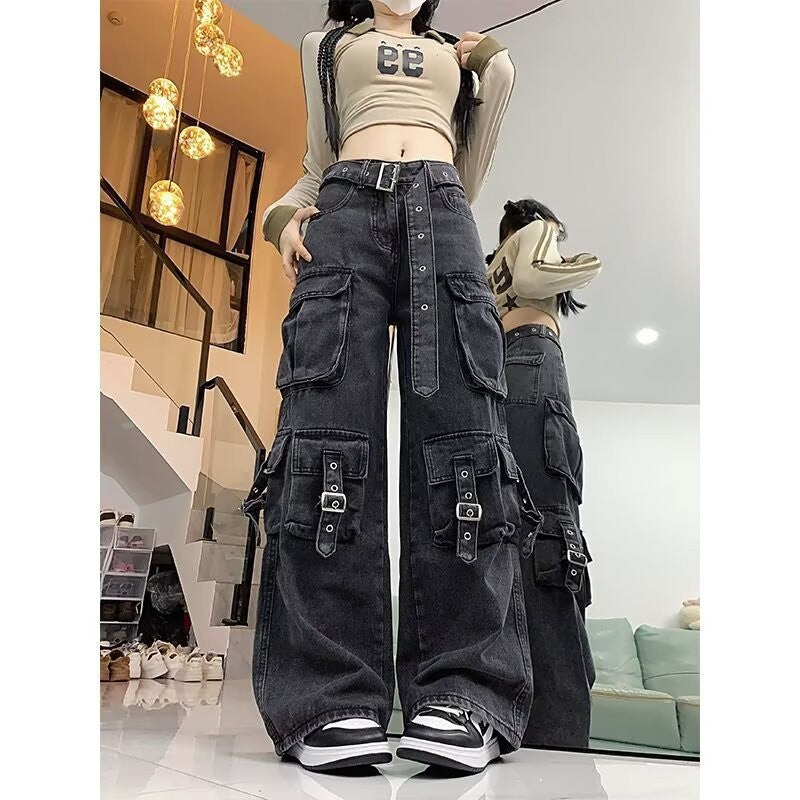 Womens Straight-leg Wide-leg Casual Pants 