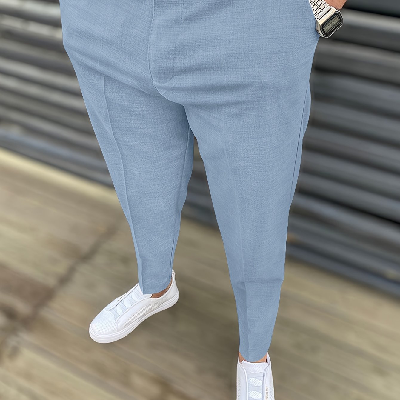 Mens Classic Elegant Dress Pants - Slightly Stretchy, Solid Color, Regular Fit, Mid Waist, Button Fly, Pocket Details - Perfect for Spring Summer Business Banquet Dinner, Night Out, All-Season Wear