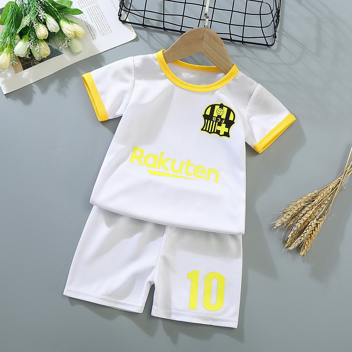 Boys And Girls Spring And Summer Jersey Training Wear Baby Short Sleeve Shorts Quick-drying Mesh Breathable 