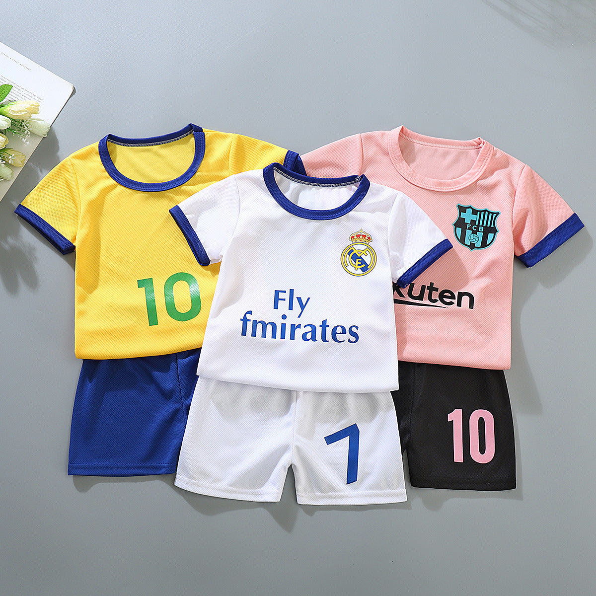 Boys And Girls Spring And Summer Jersey Training Wear Baby Short Sleeve Shorts Quick-drying Mesh Breathable 