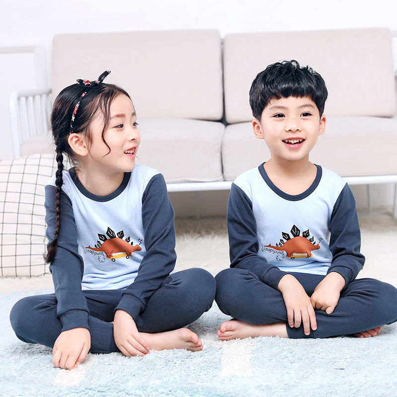 Children's Long Johns Top & Bottom Set Suit Pure Cotton Spring And Autumn Cotton Jersey Base Girls And Boys 