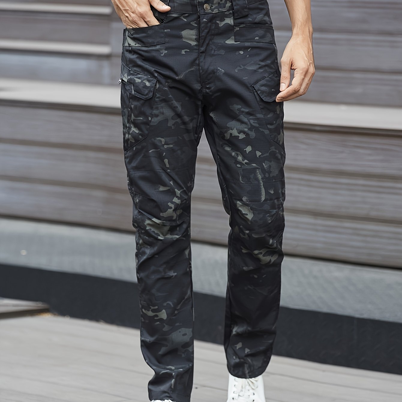 Mens Regular Fit Casual Cargo Pants - Quick-Dry, Breathable, and Comfortable for Hiking and Camping - Polyester, Machine Washable, Solid Color, and Multi-Pocket Design for All-Season Outdoor Activities