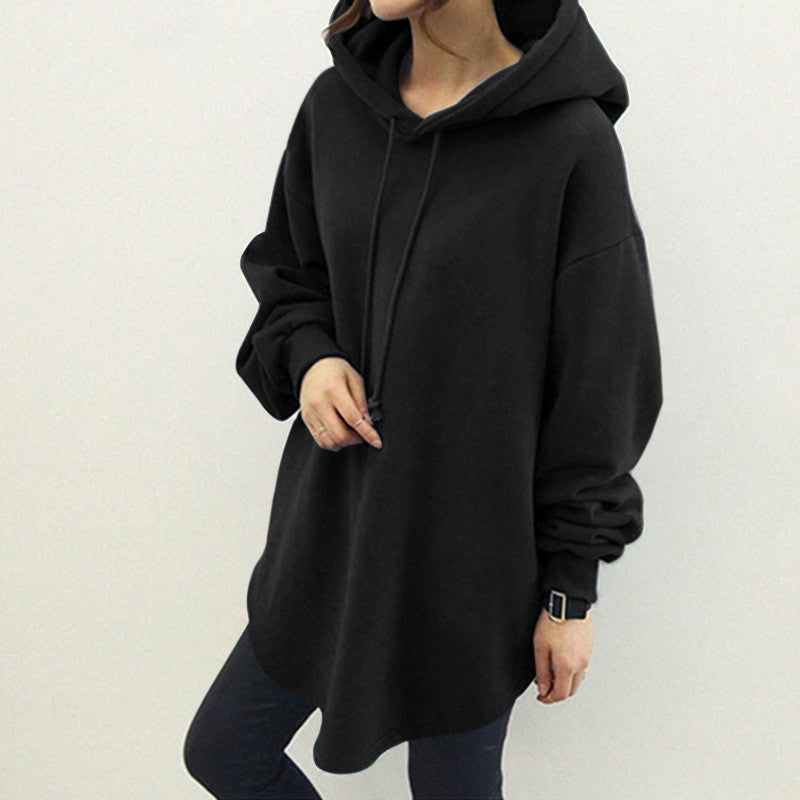 Casual Long Sleeve Pocket Hooded Drawstring Loose Sweatshirt 