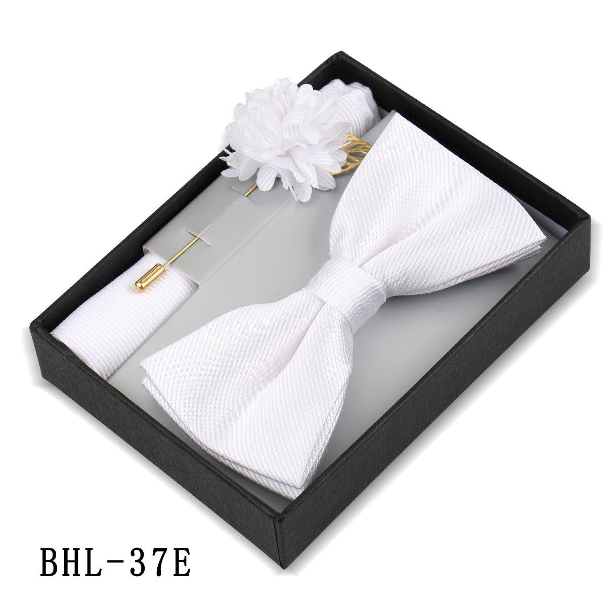 Mens Bow Tie, Pocket Square, And Brooch Gift Set 