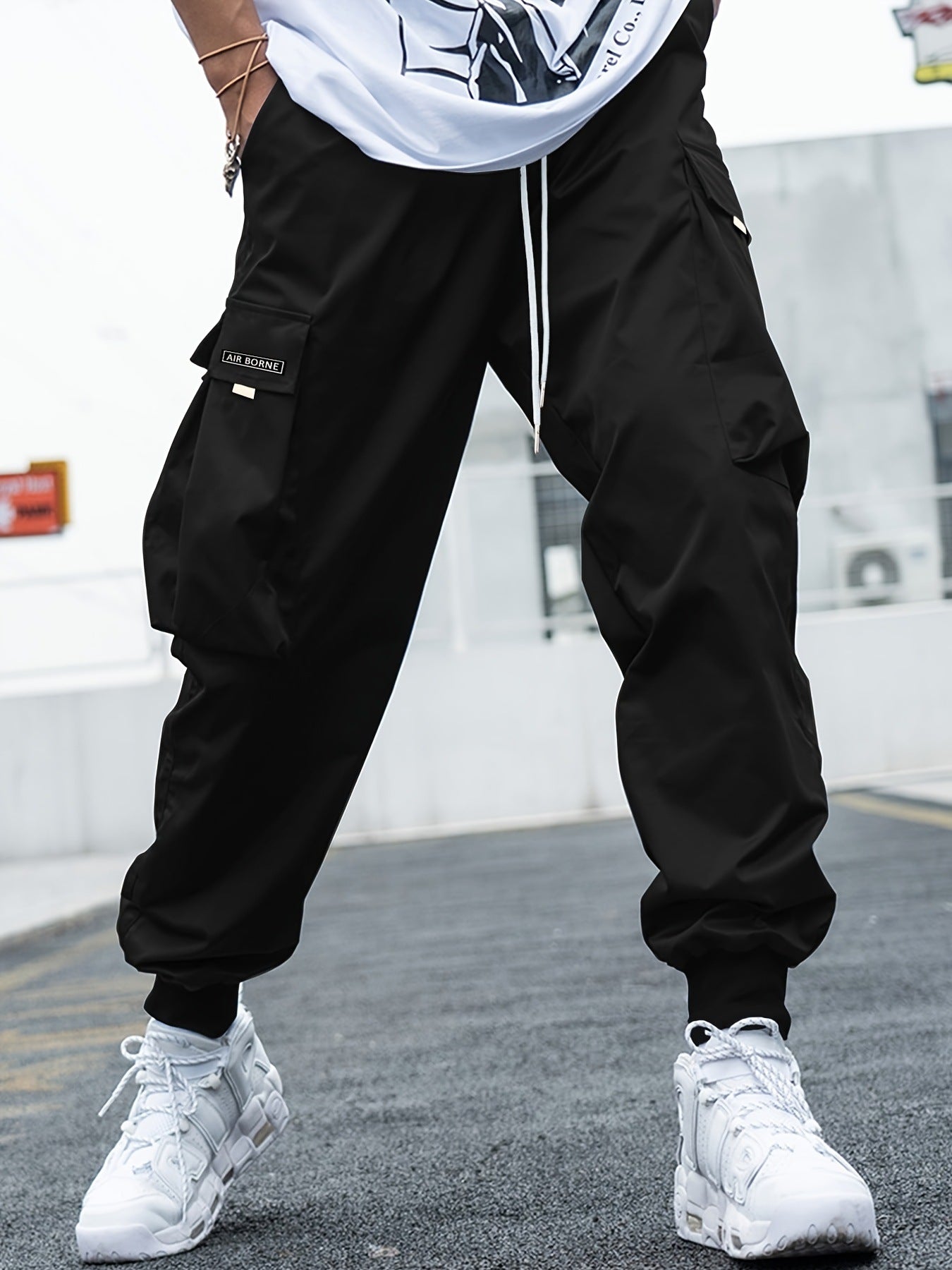 Multi-pocket Cargo Pants Men's Casual Hip-Hop Drawstring Trousers Outdoor Streetwear Sports Pant 
