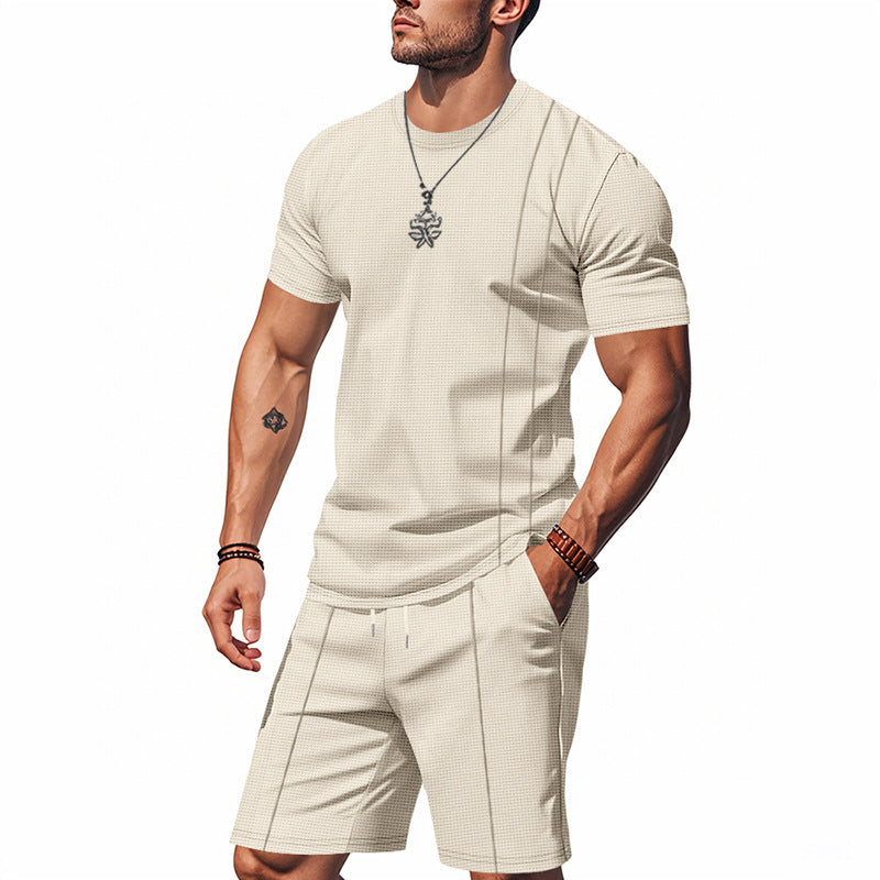 Men's Crew-Neck Short-Sleeve T-Shirt And Shorts Set 