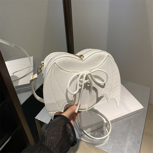 Heart Shape Bag Strap Design Bat Wings One Shoulder Crossbody Bag 