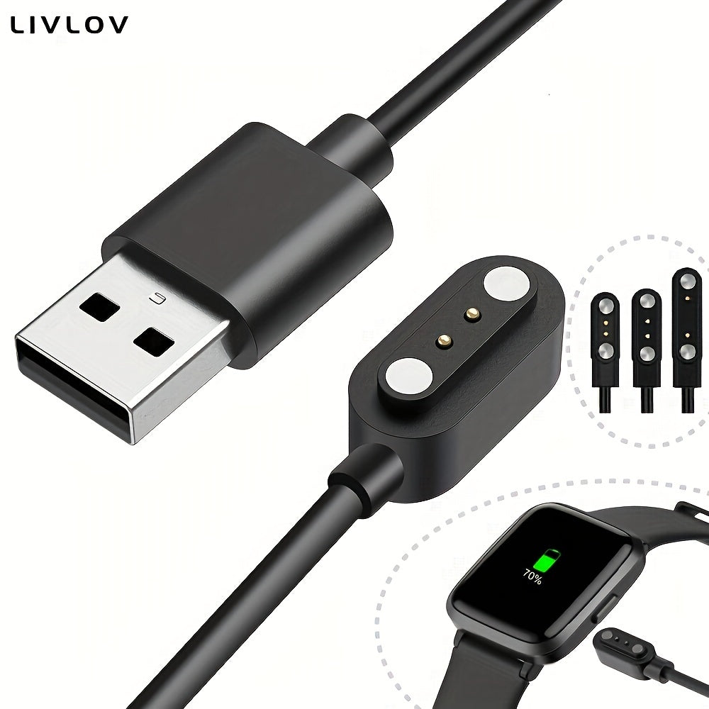 Universal Smart Watch Charger Cable - Compatible with 2.5mm/2.8mm/4mm Smartwatches, Fast and Efficient Magnetic Charging, Durable Cord, Multi-Device Support, Travel-Friendly Design