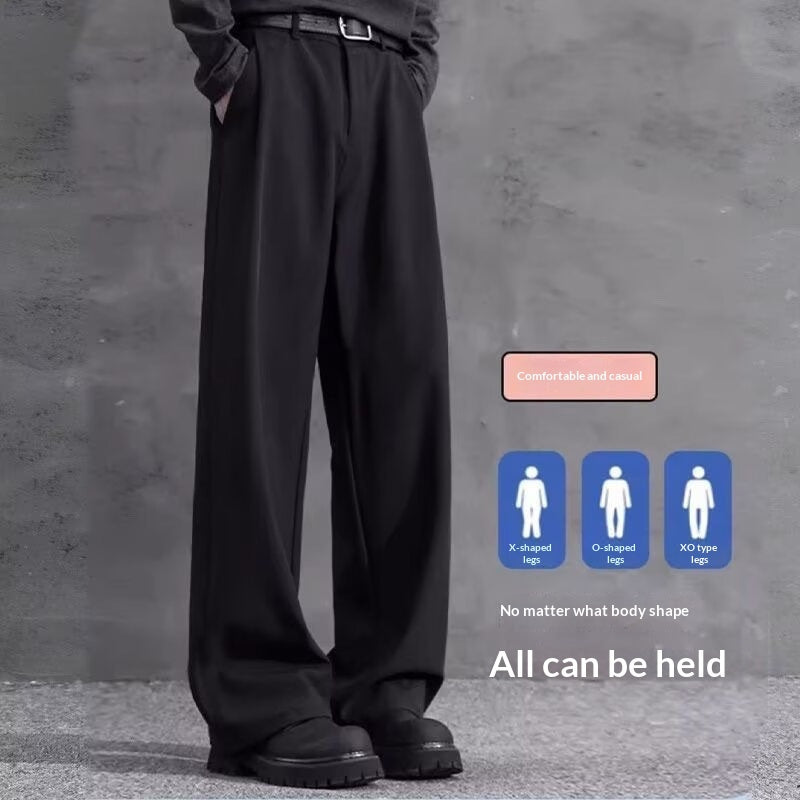 Summer Ice Silk Casual Pants American-Style High-Waist Suit Trousers 