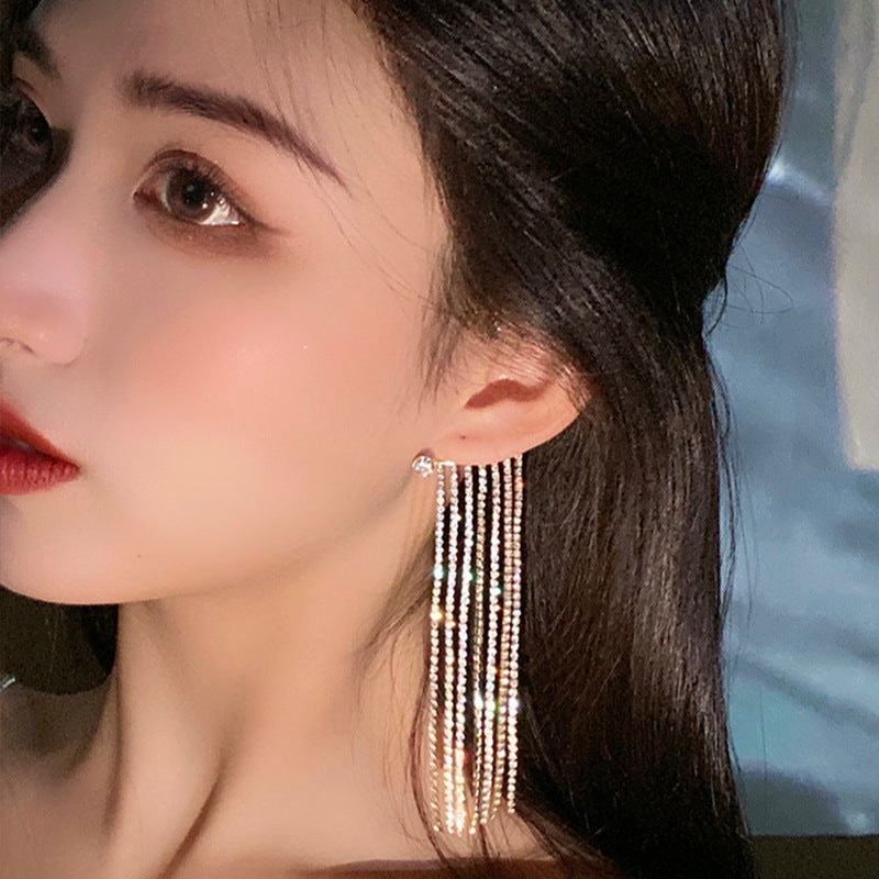 Fashionable And Simple Long Tassel Earrings 