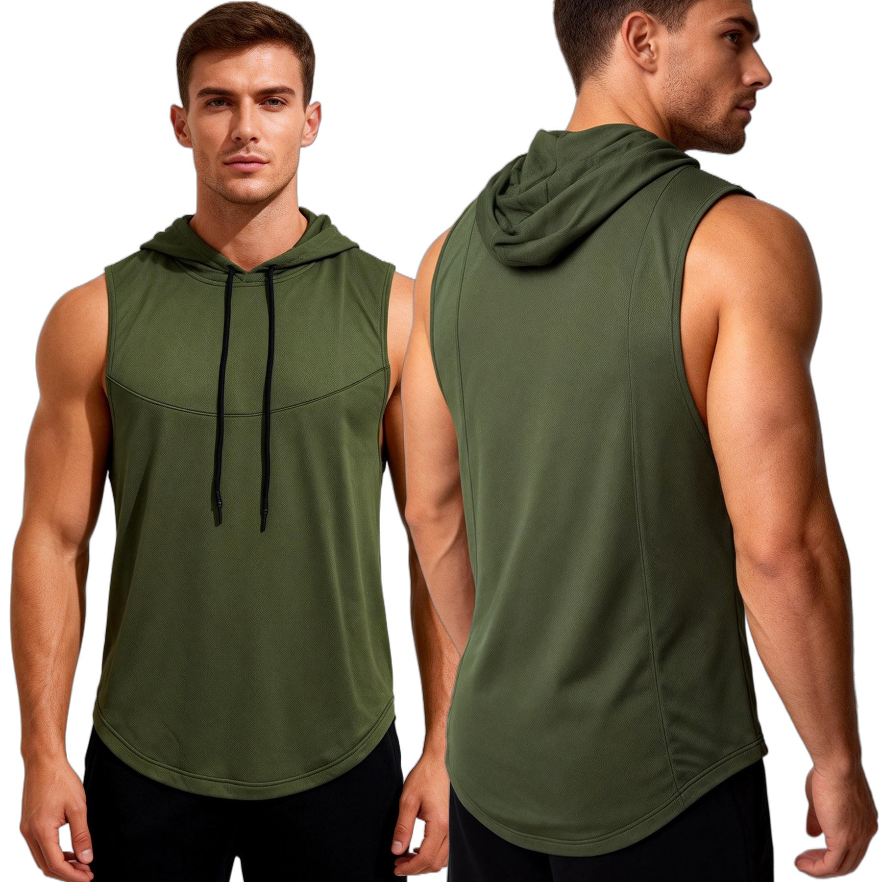 Men's High-Elastic Breathable Fitness Vest With Hood 