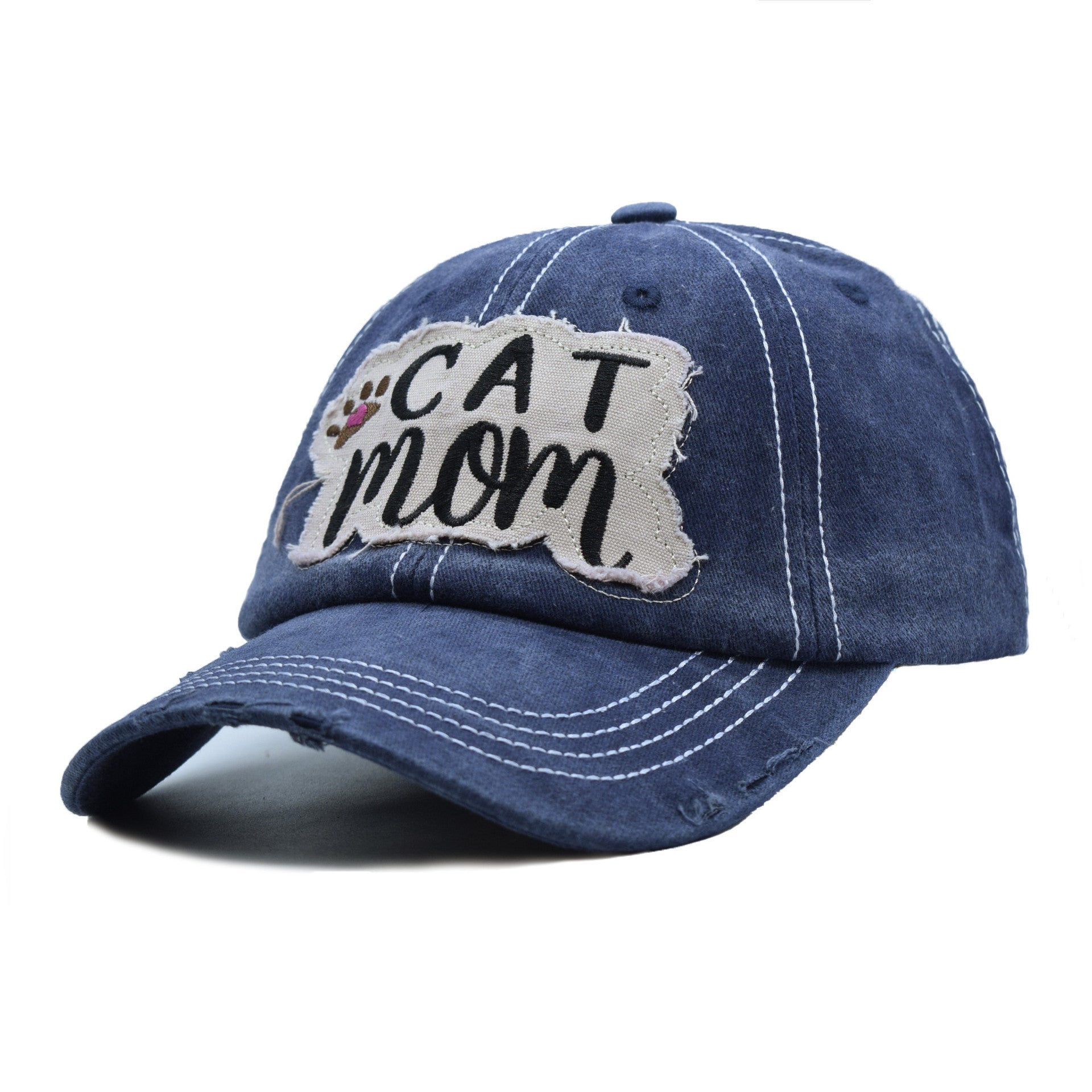 Retro Distressed Washed Patch Visor Baseball Cap 