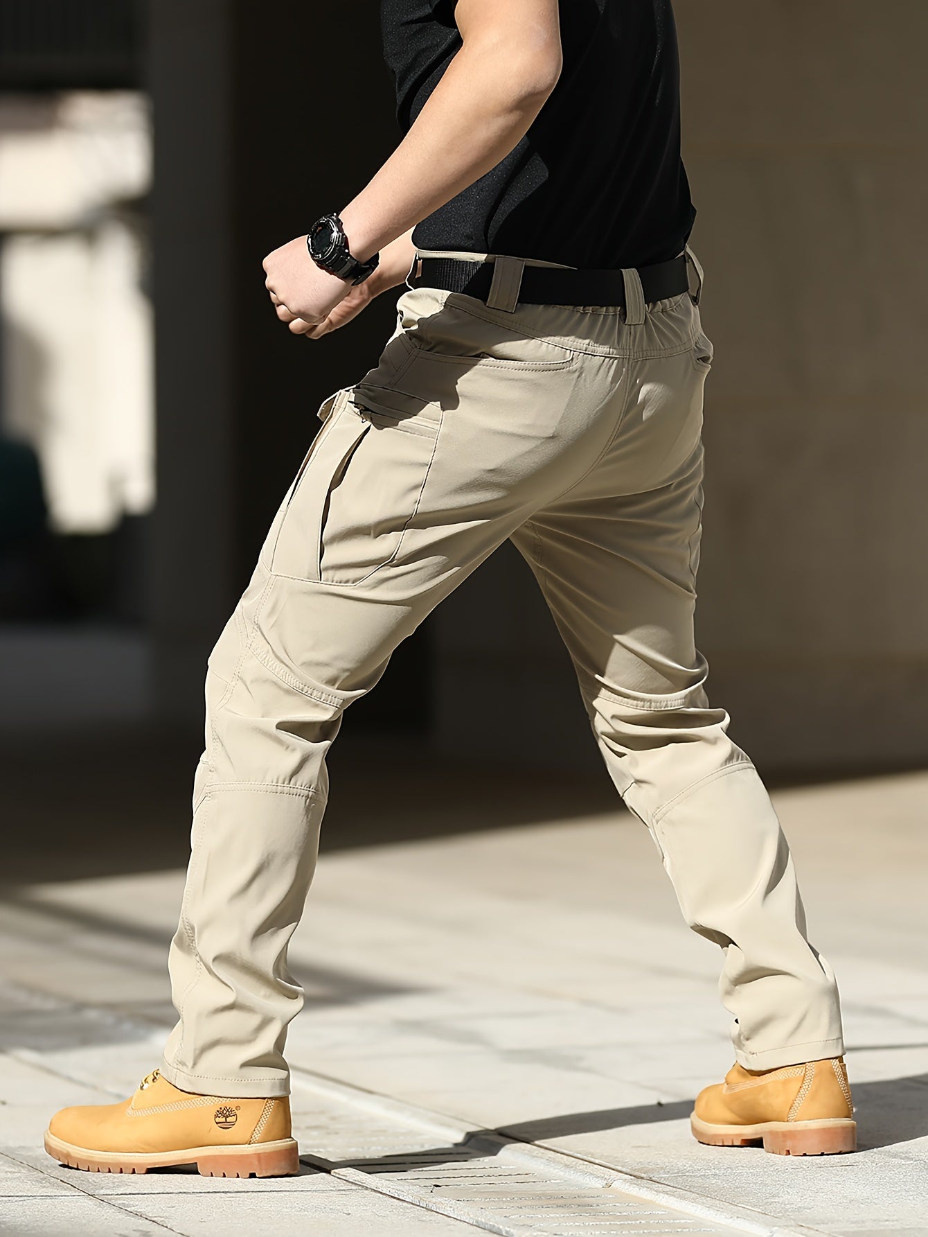 Multi Pocket Men's Tactical Pants, Loose Casual Outdoor Pants, Mens Cargo Wear-resistant Pants For Hiking
