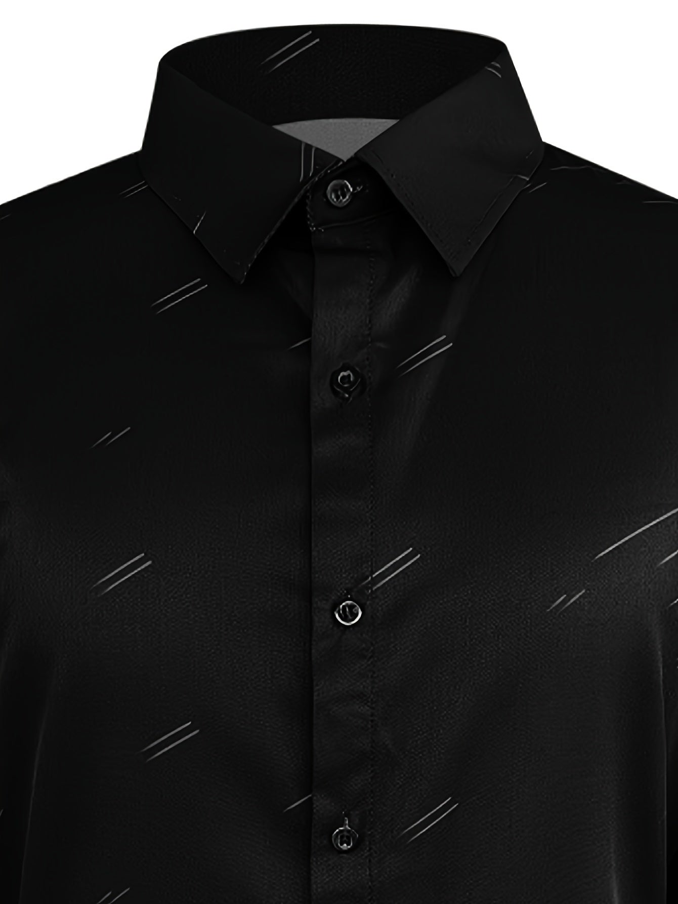 Mens Striped Regular Fit Long Sleeve Dress Shirt - Elegant Lapel Collar, Button-Front Closure, Non-Stretch Polyester Fabric - Perfect for Office and Casual Wear All Seasons